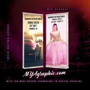 Premium double sided banner stand 33" X 81"