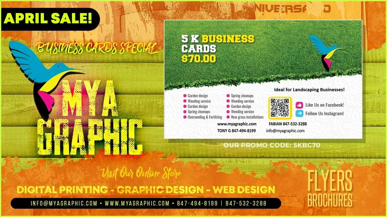 MYA Graphic April sale 5K business cards for $70