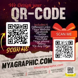 Custom made QR CODE Design & Optional Hosting with 6 different links